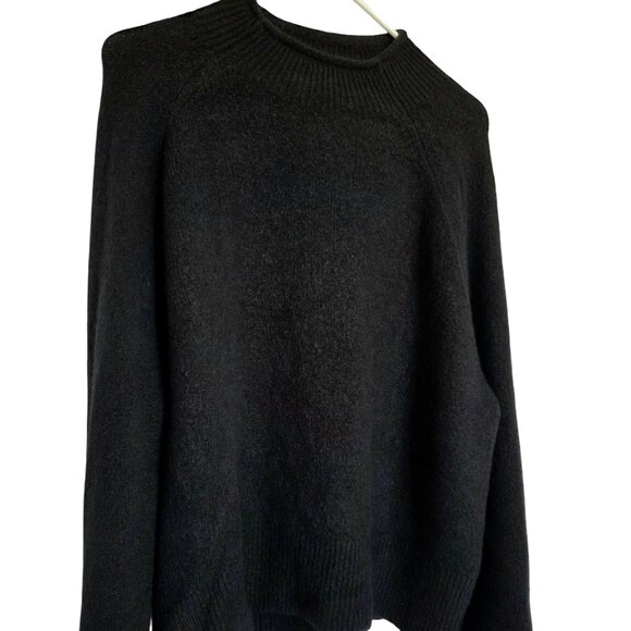 J Crew Sweater Women Large Black Merino Wool Cozy Relaxed Fit Classic Cowl Neck - Picture 3 of 9